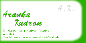 aranka kudron business card